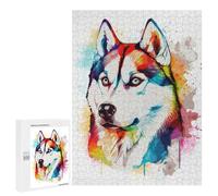 500 PCS Puzzle Per Adolescenti Watercolor Siberian Husky Puzzle Per Adolescenti Gioco Rompicapo Migliora La Memoria Regali Di Natale Compleanno 500 PCS