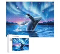 500 PCS Puzzle Per Adolescenti Whale Breaching in Aurora Borealis Scene Puzzle Per Adulti Giocattoli Antistress Regali Per Donne Sfida Da Completare 500 PCS