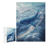 500 PCS Puzzle Per Adolescenti Whale Flying through Clouds with Rainbow Puzzle Per Adulti Rompicapo Gioco Analisi E Logica Regali Di Natale Compleanno 500 PCS