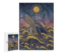 500 PCS Puzzle Per Adolescenti Whale in Ocean with Golden Sun Puzzle Per Adulti Gioco Pratico Assemblaggio Di Modelli Regali Unici Per Compleanno E Natale 500 PCS
