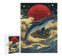 500 PCS Puzzle Per Adolescenti Whale Riding Waves with Red Sun Puzzle Per Adulti Analisi E Logica Ogni Pezzo È Unico - Giochi Rompicapo Per Famiglie 500 PCS