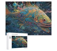 500 PCS Puzzle Per Adolescenti Whimsical Fish in Colorful Ocean Puzzle Per Adulti Gioco Pratico Corsa Di Velocità Delle Mani Divertimento Attività A Casa, 500 PCS
