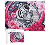 500 PCS Puzzle Per Adolescenti White Tiger Amidst Floral Whirlwind Puzzle Per Adolescenti Gioco Rompicapo Migliora La Memoria Regali Di Natale Compleanno 500 PCS