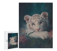 500 PCS Puzzle Per Adolescenti White Tiger Cub Portrait Puzzle Per Adulti Rompicapo Gioco Analisi E Logica Regali Di Natale Compleanno 500 PCS