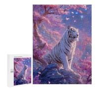 500 PCS Puzzle Per Adolescenti White Tiger in Cherry Blossom Forest -1 Puzzle Per Adolescenti Attività Familiari Interazione Genitore-figlio Regali Per Amici E Familiari 500 PCS