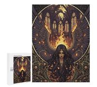 500 PCS Puzzle per Adolescenti Winged Fallen Angel in Burning Cattedrale Puzzle Giochi Rilassanti Sfida Difficile Proficuo Completare 500 PCS
