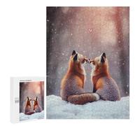 500 PCS Puzzle Per Adolescenti Winter Foxes in Love Puzzle Per Adulti Assemblaggio Del Modello Aiuta L'esercizio Del Cervello Giochi Stimolanti 500 PCS