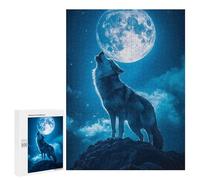 500 PCS Puzzle Per Adolescenti Wolf Howling at The Moon Puzzle Per Adulti Giocattoli Antistress Analisi E Logica Interazione Genitore-figlio 500 PCS