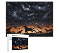 500 PCS Puzzle Per Adolescenti Wolves Under A Starlit Sky Puzzle Per Adulti Gioco Pratico Corsa Di Velocità Delle Mani Divertimento Attività A Casa, 500 PCS