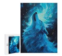 500 PCS Puzzle Per Adulti Blue Wolf Howling at Moon Puzzle Per Adolescenti Migliora La Memoria Ogni Pezzo È Unico - Giocattoli Educativi Per L'apprendimento 500 PCS