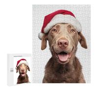500 PCS Puzzle Per Adulti Chesapeake Bay Retriever Dog with Santa Hat Puzzle Per Adulti Gioco Rompicapo Regalo Di Compleanno Difficile E Stimolante 500 PCS