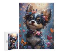 500 PCS Puzzle Per Adulti Chihuahua with Flowers And Butterflies Puzzle Per Adolescenti Difficile Difficile Ogni Pezzo È Unico - Gioco Divertente E Stimolante Per Tutta La Famiglia 500 PCS