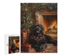 500 PCS Puzzle Per Adulti E Adolescenti Christmas Newfoundland Dog by Fireplace Painting Puzzle Giocattolo Decorazione Da Parete Arte Da Parete Regali Di Compleanno E Unici 500 PCS