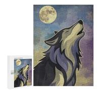 500 PCS Puzzle Per Adulti E Adolescenti Wolf Howling at The Moon Puzzle Per Adulti Giochi Per Famiglie Quadri Da Parete Ideali Come Regalo 500 PCS