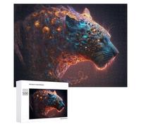 500 PCS Puzzle Per Adulti Flame-Patterned Leopard Head Puzzle Per Adulti Gioco Pratico Decorazione Da Parete Regali Di Compleanno E Unici 500 PCS
