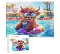 500 PCS Puzzle Per Adulti Highland Cow Poolside Puzzle Giochi Per Famiglie Decorazione Perfetta Regali Unici E Di Compleanno 500 PCS