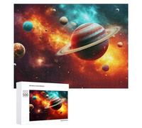 500 PCS Puzzle Per Adulti Jupiter And Saturn in Space Puzzle Giochi Per Famiglie Decorazione Perfetta Regali Unici E Di Compleanno 500 PCS