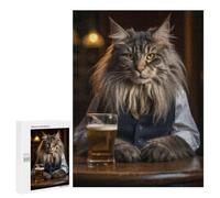 500 PCS Puzzle Per Adulti Maine Coon Cat in The Pub Puzzle Per Adulti Gioco Rompicapo Regalo Di Compleanno Difficile E Stimolante 500 PCS