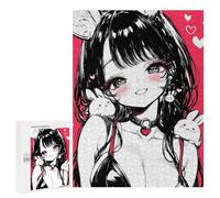 500 PCS Puzzle Per Adulti Puzzle Cute Anime Bunny Girl with Heart Collar And Rabbits Puzzle Per Adulti Gioco Pratico Corsa Di Velocità Manuale Ottimo Regalo Per I Giocatori 500 PCS