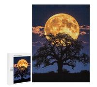 500 PCS Puzzle Per Adulti Puzzle Full Moon Rising Behind Tree Silhouette-1 Puzzle Per Adulti Per Divertimento in Famiglia Per Compleanno, Natale Gioco Sfida Unico 500 PCS