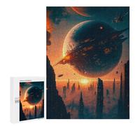 500 PCS Puzzle Per Adulti Puzzle Space Cityscape with Orbital Ring Puzzle Per Adulti Gioco Rompicapo Corsa Di Velocità Gioco Impegnativo Regali 500 PCS