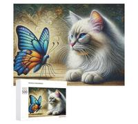 500 PCS Puzzle Per Adulti Whispering Wings A Cat's Curious Encounter with Nature's Symphony Puzzle Per Adulti Antistress Un'opera D'arte Regali Unici Per Compleanno E Natale 500 PCS