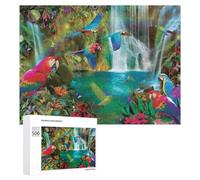 500 PCS Puzzle Rainforest Paradise with Parrots And Waterfalls Puzzle Per Adulti Giocattoli Antistress Vacanza A Casa Ammazza Il Tempo Offerta Come Regalo Per Tutta La Famiglia 500 PCS
