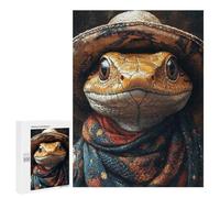 500 PCS Puzzle Western Lizard with Hat Puzzle Per Adolescenti Migliora La Memoria Difficile E Stimolante Rompicapo Giochi Per Famiglie 500 PCS