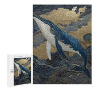 500 PCS Puzzle Whale Breaching in Golden Waves Puzzle Per Adolescenti Antistress Allena La Mente E Le Mani Giocattoli Educativi Per L'apprendimento 500 PCS