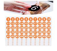 500 PCS Round Number Sticker Consecutive 10 Sheets Vinyl Numbers Labels 1-50 Self-Adhesive Dot Stickers Decals for Inventory Indoor Outdoor Office Classroom Storage Organizing Boxes and More