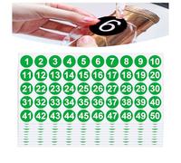 500 PCS Round Number Sticker Consecutive 10 Sheets Vinyl Numbers Labels 1-50 Self-Adhesive Dot Stickers Decals for Inventory Indoor Outdoor Office Classroom Storage Organizing Boxes and More