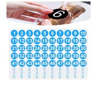 500 PCS Round Number Sticker Consecutive 10 Sheets Vinyl Numbers Labels 1-50 Self-Adhesive Dot Stickers Decals for Inventory Indoor Outdoor Office Classroom Storage Organizing Boxes and More