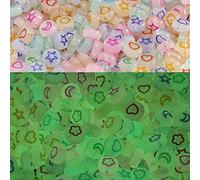 500 perline acriliche che si illuminano al buio, stelle, luna, cuori, petali, braccialetti per la creazione di gioielli per braccialetti a forma di cuore, perline per la creazione di gioielli