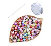 500 Perline Con Motivo A Inchiostro, 1 Rotolo Di Filo Per Perline, 1 Dispositivo Per Perline, Perline Sciolte Modellate, Perline Di Gioielli Fatti A Mano