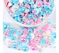 500 perline semicircolari sul retro piatto, perle artificiali, perline colorate, imitazioni, per manicure fai da te, creazione di gioielli, 4 mm, blu cipria
