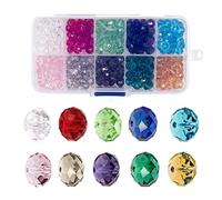 500 Pezzi 6 mm Perline di Vetro Cristallo, Perline Sfaccettate Taglio Briolette, Perline Distanziali Rotonde a Goccia in Vetro Trasparente per Bracciali, Collane, Realizzare Gioielli Fai da te