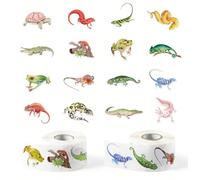 500 pezzi Adesivi a rotolo con disegni acquerello di anfibi e rettili, rotondi da 1 pollice, 2 stili disponibili, lucertola, rana, tartaruga, camaleonte, serpente, primo giorno di scuola AnimalePolicl