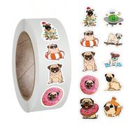 500 pezzi Adesivi carini Pug Dog per scrapbooking, diari, computer portatile, paraurti, skateboard, borracce, computer, telefoni, cartoni animati, caschi, auto e altro Tagli UnicaPolicloruri di vinile