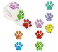 500 Pezzi Adesivi con Zampe di Cane Autoadesivi Colorati con Stampa Zampa | 2,5 cm Decalcomanie Rotoli per Libri Laptop Bottiglie Buste Fai Da Te