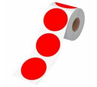500 pezzi adesivi rossi rotondi per inventario, etichette di codifica a colori con punti circolari con linea di perforazione in un rotolo (7.6 cm di diametro)