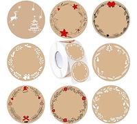 500 Pezzi Adesivi Rotondi Natale,Etichette Round Kraft,Adesivi Natalizi Sigilla Etichette,Rotoli di Adesivi Natalizi,Adesivi Regalo di Natale,Etichette Kraft Adesive per Regalo Festa Borse Carte Busta