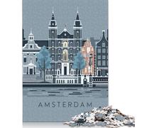 500 pezzi Amsterdam Cityscape Creative Square Puzzle in legno per adulti Gioco educativo Sfida Giocattolo 500 pezzi (52x38 cm)