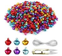 500 Pezzi Campanellini, 8mm Campanellini Sonagli Piccoli, Campanelle Colorate con Filo D'argento, Mini Campanelli Natalizi per Decorazioni Natalizie, Confezioni Regalo, Creazione di Gioielli