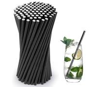 500 Pezzi Cannucce Usa e Getta in Carta Nera, Sunature Cannucce di Carta, Biodegradabili e Compostabile, per Cocktail, Caffè e Bibite, Bevande, Bar, Ristoranti 19.7 * 0.6 cm