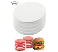 500 pezzi Carta per hamburger, carta per hamburger, cerchi di carta oleata per cottura, carta oleata rotonda per hamburger da 13 cm, utilizzata per separare alimenti come polpette di carne, manzo, bis