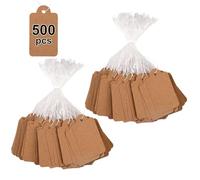 500 Pezzi Cartellino Piccolo Etichette Regalo,4.5×2.8cm Cartellini del Prezzo Etichette Carta Kraft,Etichette dei Prezzi Artigianali con Stringa,per Espositori,Gioielli,Abbigliamento (Marrone)