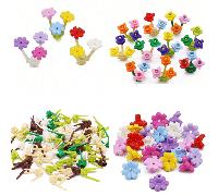 500 pezzi di accessori per blocchi da costruzione di colori casuali, erba a tre punte, petali di piante, decorazione floreale a quattro petali MOC, per la stagione del ritorno a scuola Fiori a quattro