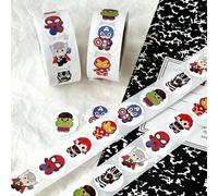 500 pezzi di adesivi decorativi rotondi con i supereroi Marvel Spider-Man e Iron Man, adatti per decorare sacchetti di caramelle fai-da-te, adatti anche come regali per compleanni, Ognissanti, Natale,