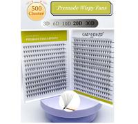 500 pezzi di extension ciglie pre-realizzate, 3D/6D/9D/10D/20D/30D, lunghezza mista 8-15mm, curvatura D, punte affusolate, extension ciglie soffici pre-realizzate fatte a mano PBT