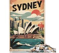 500 pezzi di poster di viaggio vintage di Sydney, puzzle quadrati in legno creativi per adulti, gioco educativo, sfida giocattolo, 500 pezzi (52x38 cm)